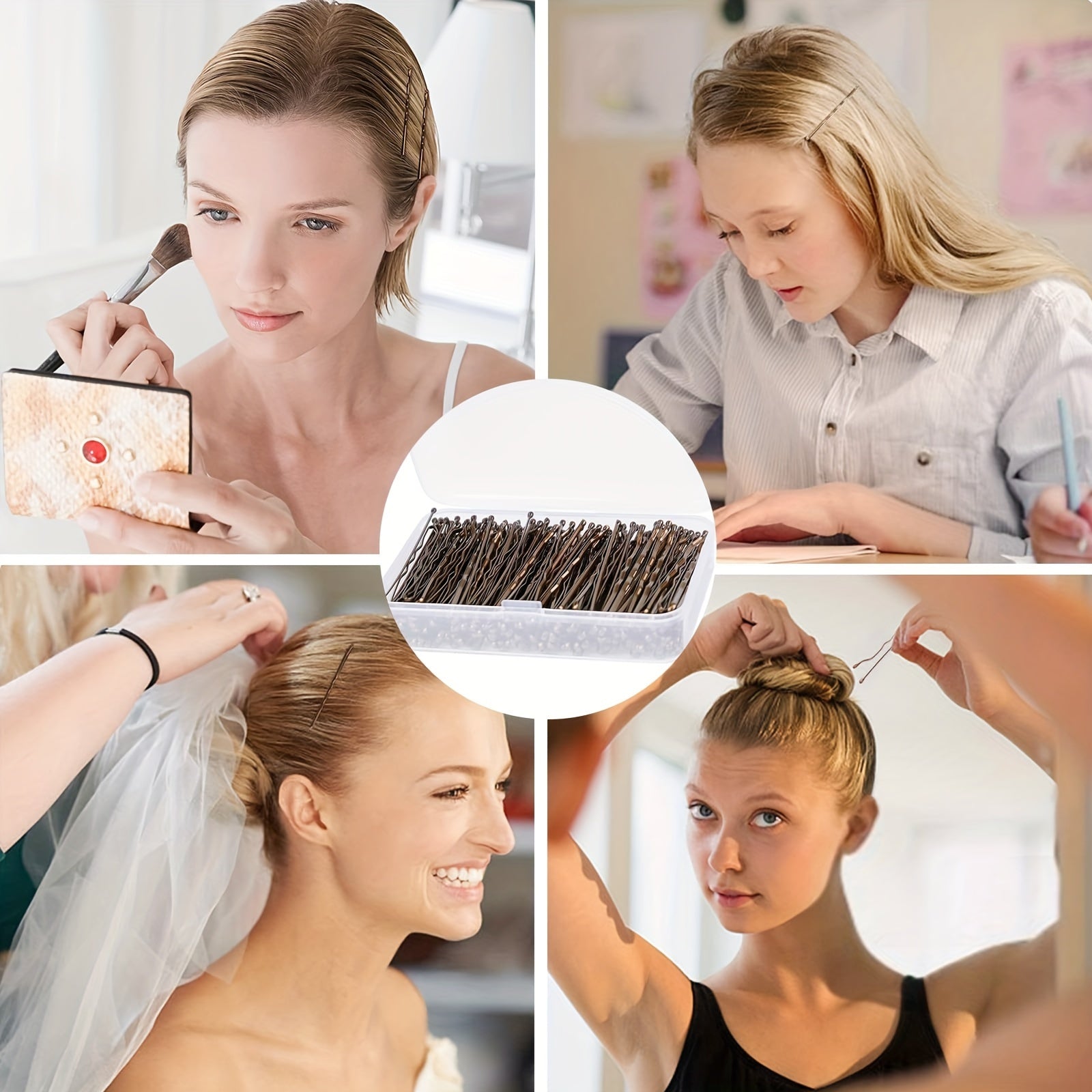 150pcs,Mini Bobby Pins Brown, Hair Bobby Pins with Storage Box for Girls and Women, Premium Hair Mini Bobby Pins for All Hair Types-Wedding Season Hairstyles