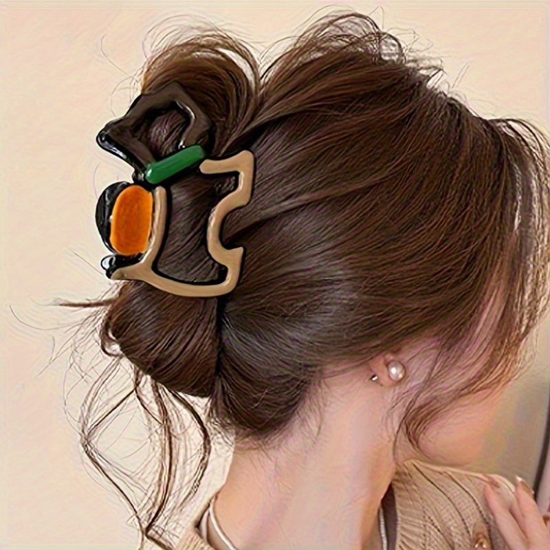 4pcs Large Volume Wave Hair Clips Set - Elegant Chunky Hairpins with Heart, Bow, Leaf & Snake Scale Patterns, Secure Shark Clip Mechanism for Thick Hair, Women's Hair Accessories for Braids, Buns, Ponytails (Multi-Color Options) - Large Size Hairpins for