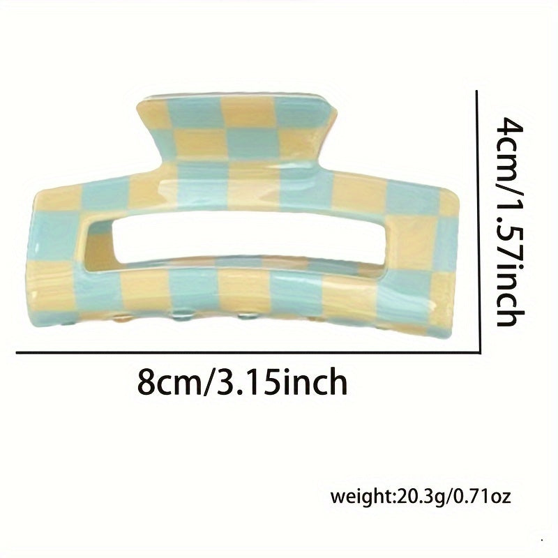 [Sweet Hair Clip] 6pcs Sweet Dopamine Women's Hair Clip | Checkerboard Square Hair Accessory for Vacation, Leisure, Daily Commuting, Perfect for Thanksgiving