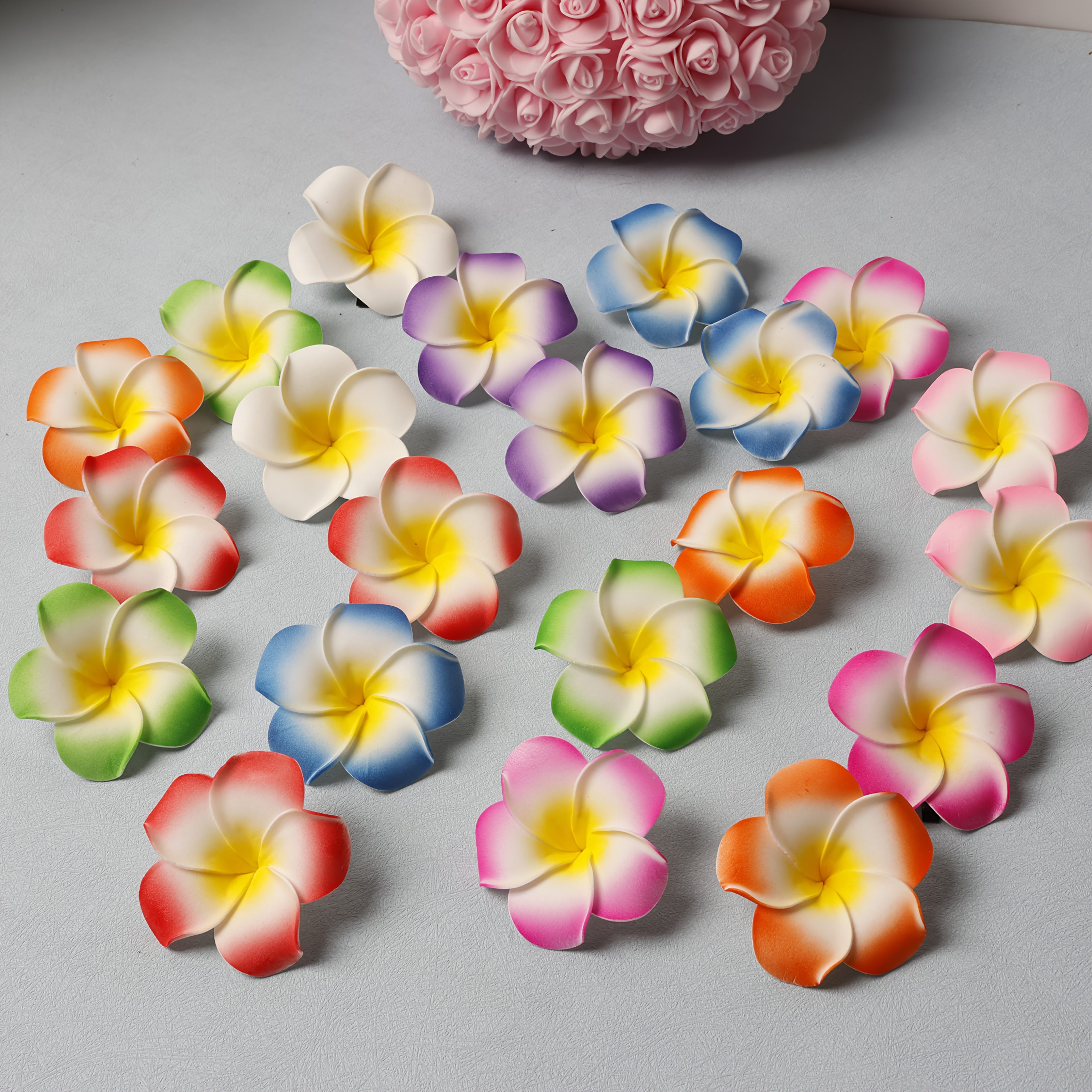 [Bohemian Hair Clips] 16-Pack Colorful Bohemian Style Hawaiian Floral Hair Clips, PVC Flower Hairpins for Women and Girls | Beach Vacation Accessory, Valentine's Day Gift, Assorted Flower Shapes