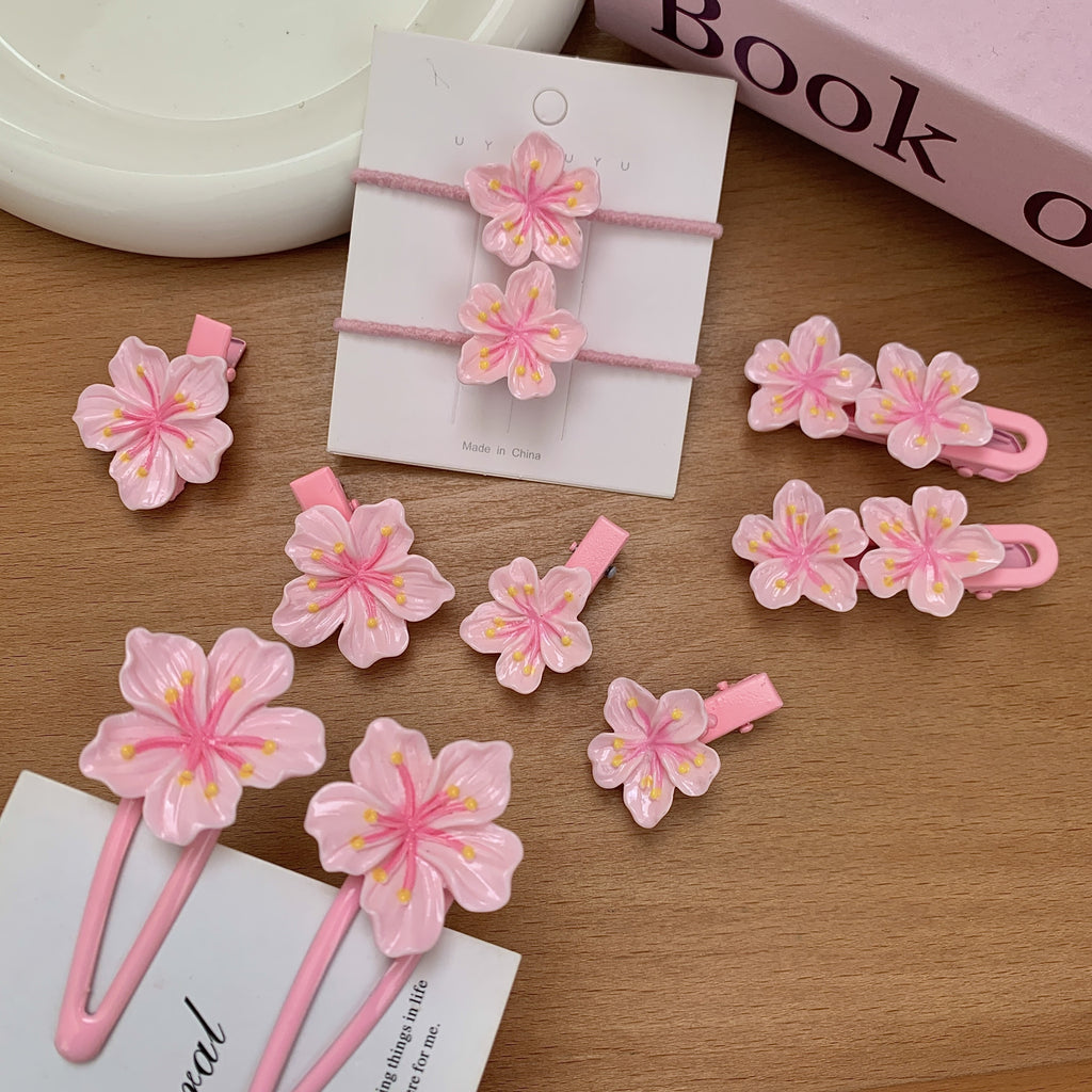 Women's Pink Cherry Blossom Hair Clip - Soft, Gentle, Wavy Edge Hair Ring, Headband, Hairpin for Daily Wear