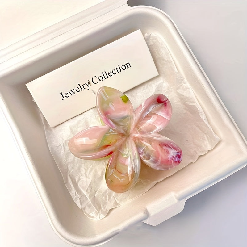 12pcs Elegant Floral Hair Clips for Women - Marbled Pastel Flower Hairpins, Secure Grip Plastic Hair Accessories for Valentine’s Day Gifts, Casual & Formal Events (14+)